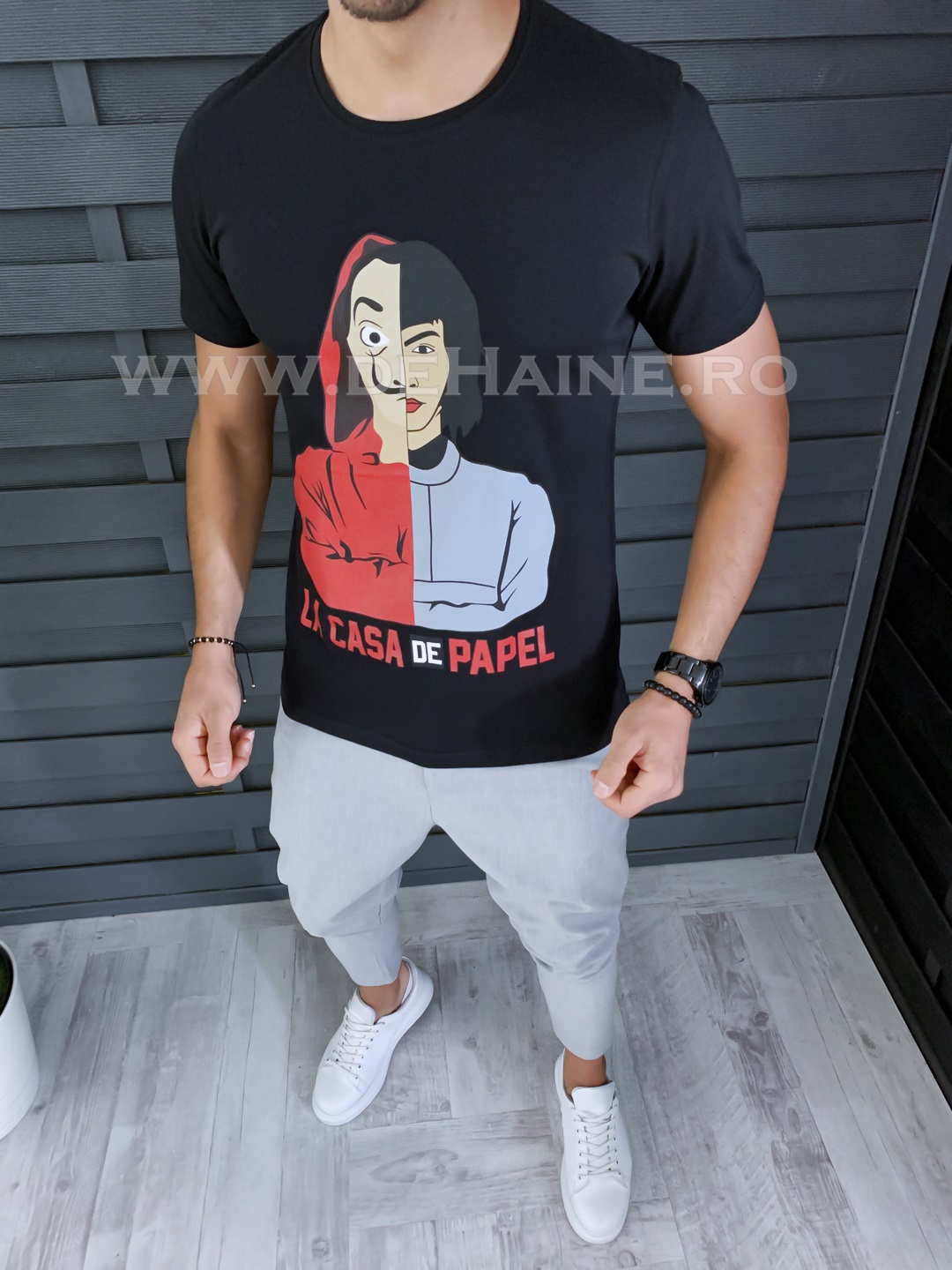 Tricou barbati slim fit negru b1278 i1-5
